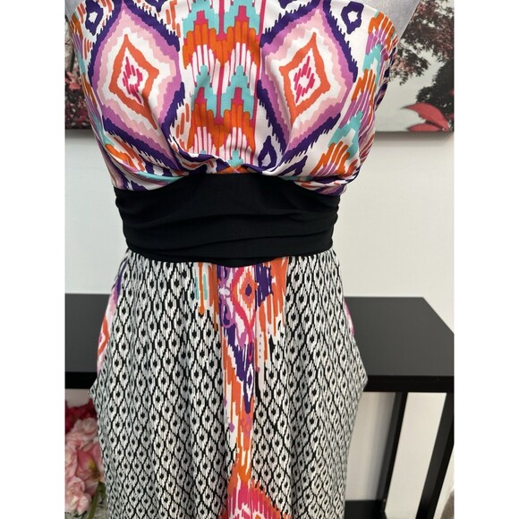 J.F.W Women’s Long Dress With Pockets Size L Halter Neck Geometric Padded Bra - Picture 4 of 9